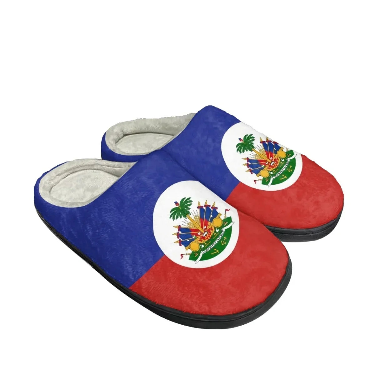 Haiti Flag Indoor Slippers Women Men Winter Thick Sole House Warm Couples Home Non-Slip Large Size Cotton Slipper