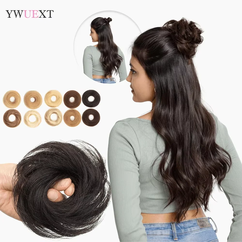 

100% Human Hair Extensions Donut Chignon Human Hair Bun Scrunchie Hairpiece Updo Chignon Scrunchies Updos for Women Daliy Use