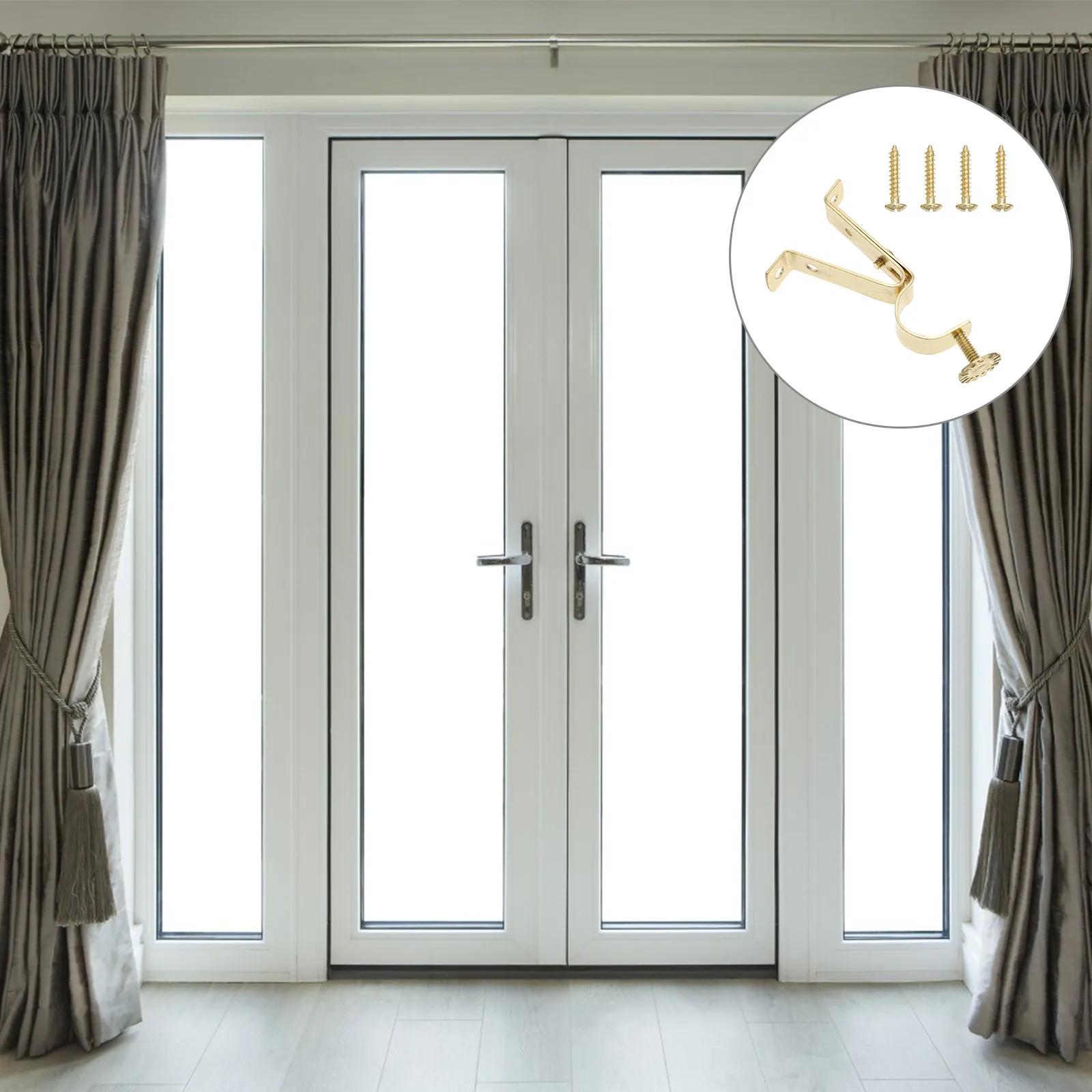 4Pcs Curtain Rod Accessories Retro Style Telescopic Brackets Heavy Duty Adjustable Support for Home Office Store Hotel