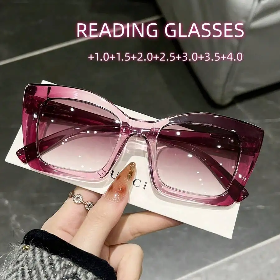 New Square High-Definition Women's Glasses, Featuring Fashionable Frame And Spring Hinge Design, With Rich Color Matching