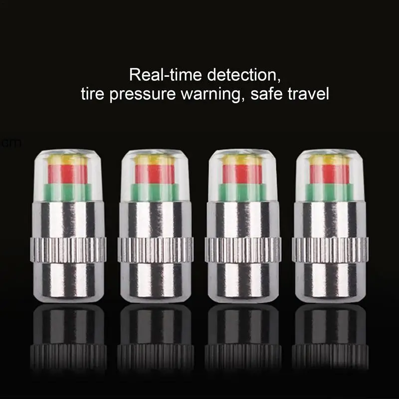 4pcs Car Tire Pressure Indicator Tire Pressure Gauge Indicator Alert Monitoring Valve Cap Sensor External Valve Detection