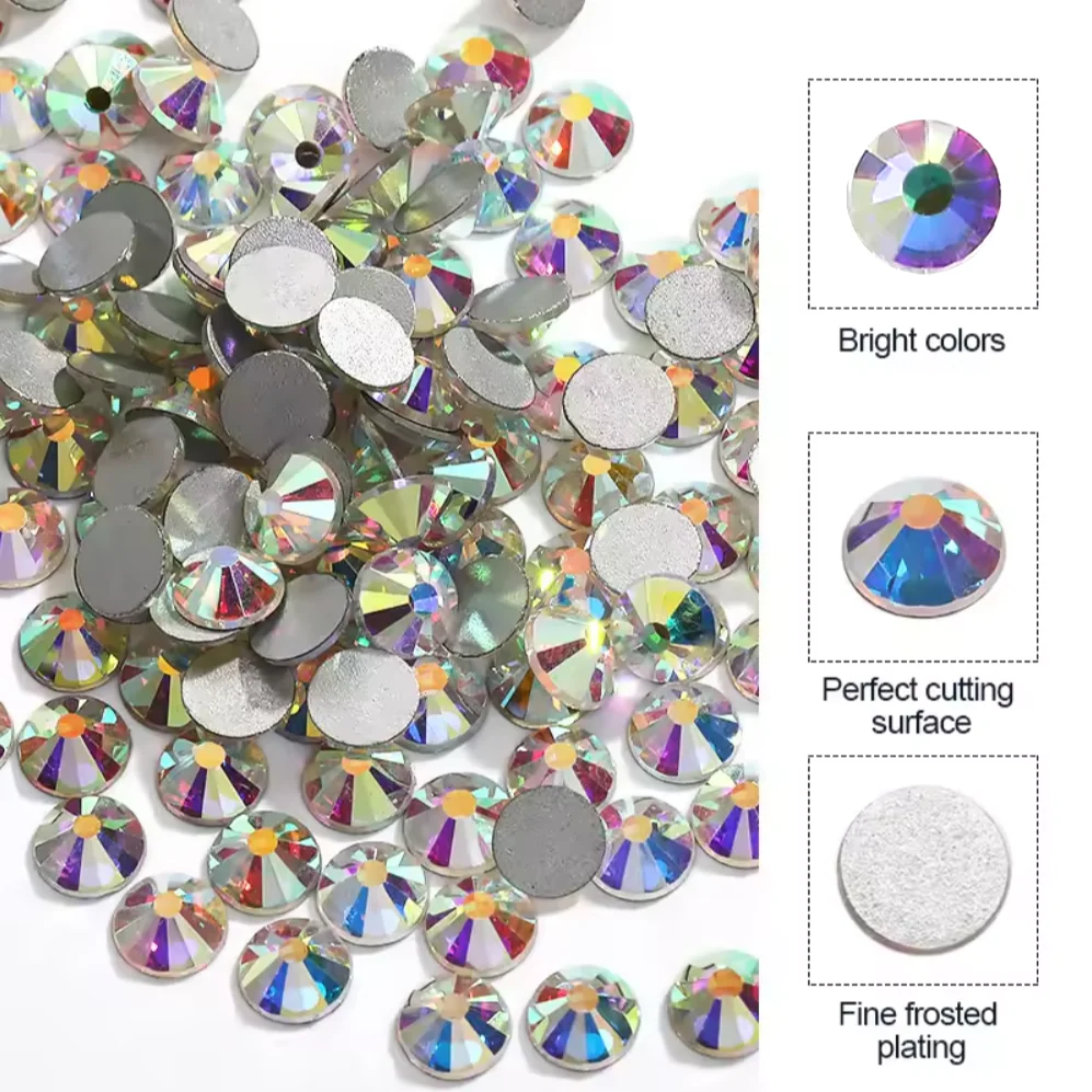 Diamantes de imitación para decoración de uñas, Diamante redondo de cristal K9, cono de piedra puntiagudo, 4/5/6/7/8/10mm, 10 piezas