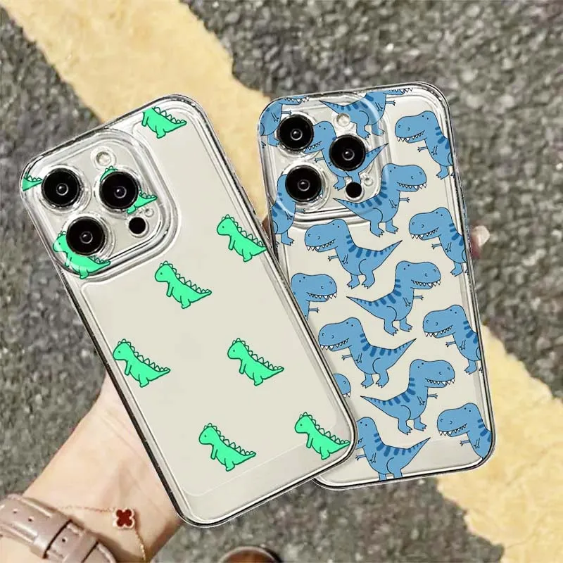 

Cute Dinosaur For Apple iPhone 17 16e 16 15 14 13 12 11 Pro Max Plus Mini TPU Soft Transparent Phone Case