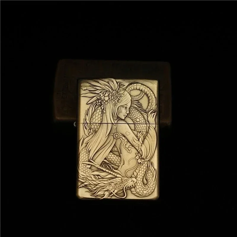 2027 Zorro Retro Vintage Windproof Kerosine Lighter Laser Engraved Brass Creative Relief Cigarette Accessories Men's Gift
