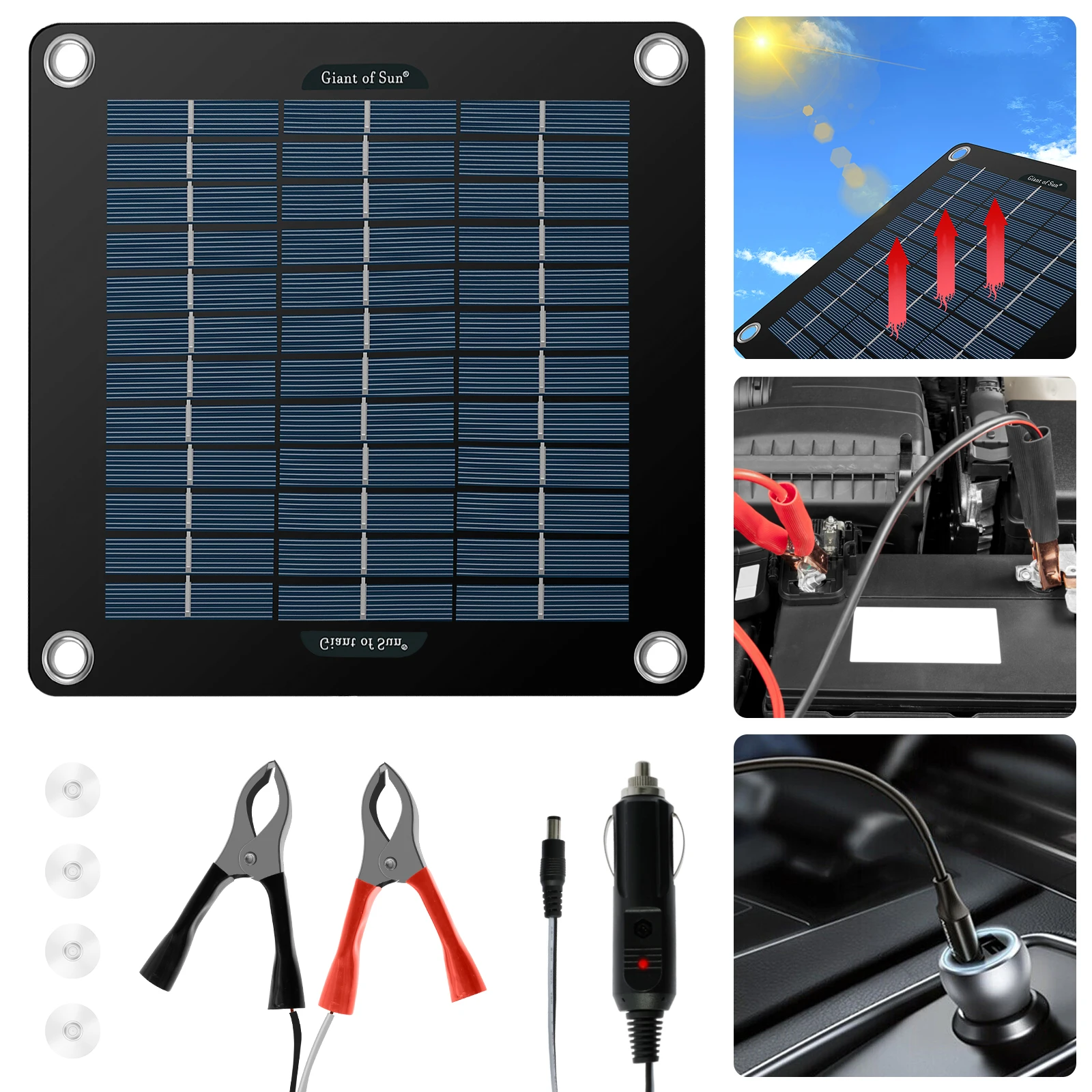 10W Solar Panel 12V Trickle Charger Car Battery Maintainer for Car RV Boat Portable Charging Board Vehicle Battery Accessories