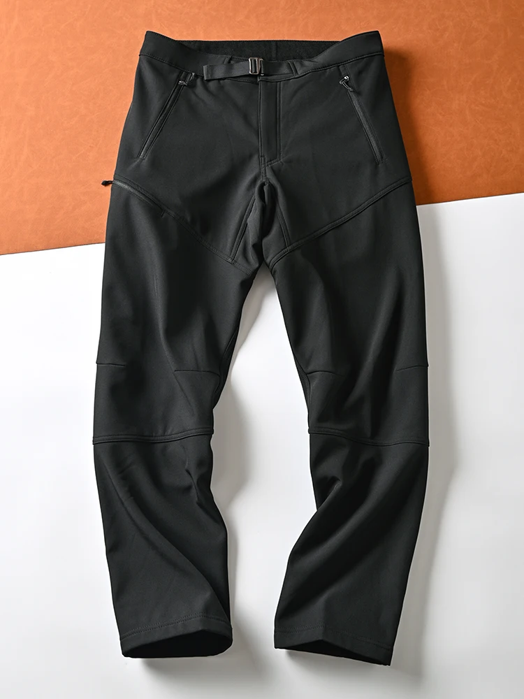 

Outdoor Men's Fce Lined Straight Leg Casual Pants Windproof Waterproof Soft ell Trousers Autumn Winter Faion Ci Sle
