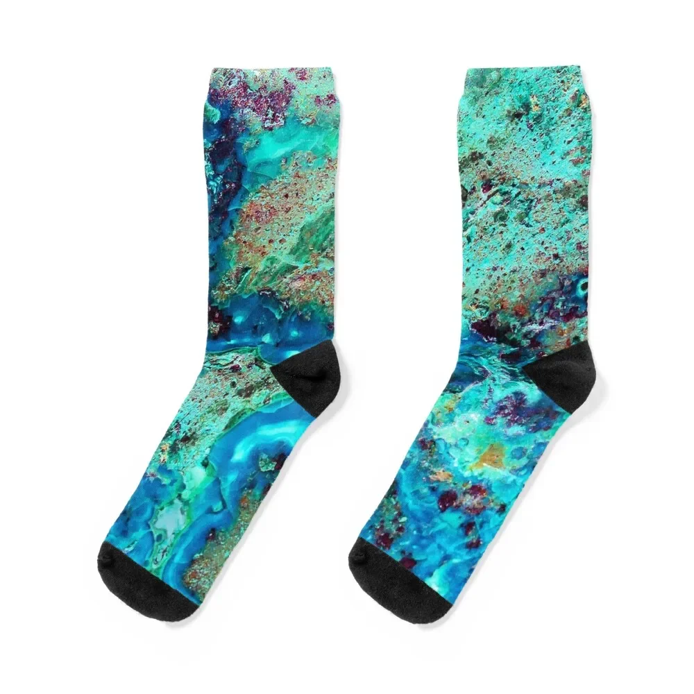 Chrysocolla Veins Socks sports stockings anti-slip Socks Men's Women's