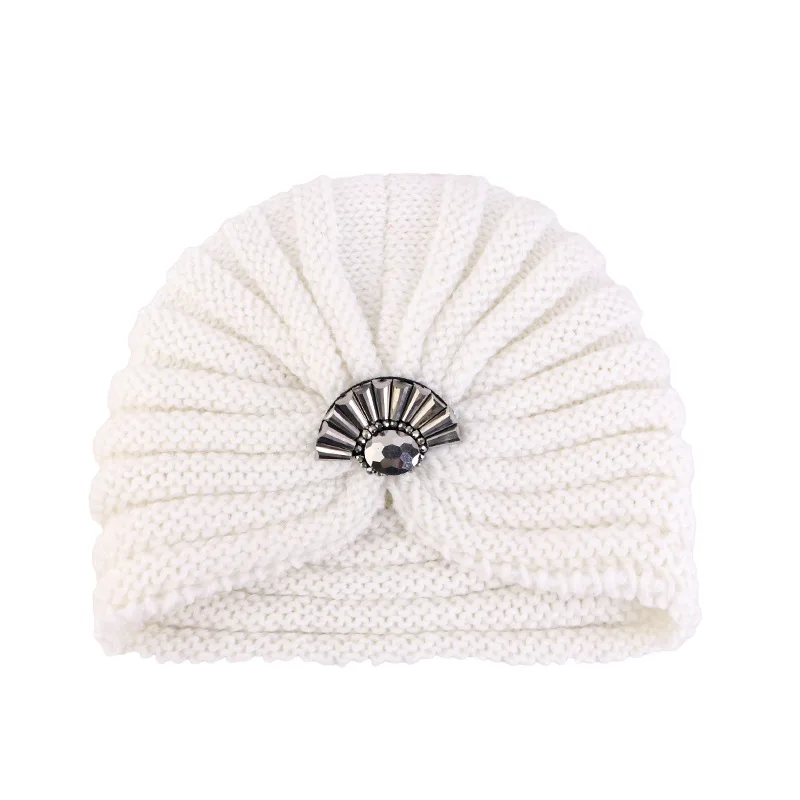 

2025 Winter Muslim Women Diamonds Knitted Hijab Bonnet Indian Turban Chemo Cap Hair Loss Hat Cancer Beanies Wrap Scarf Headwear