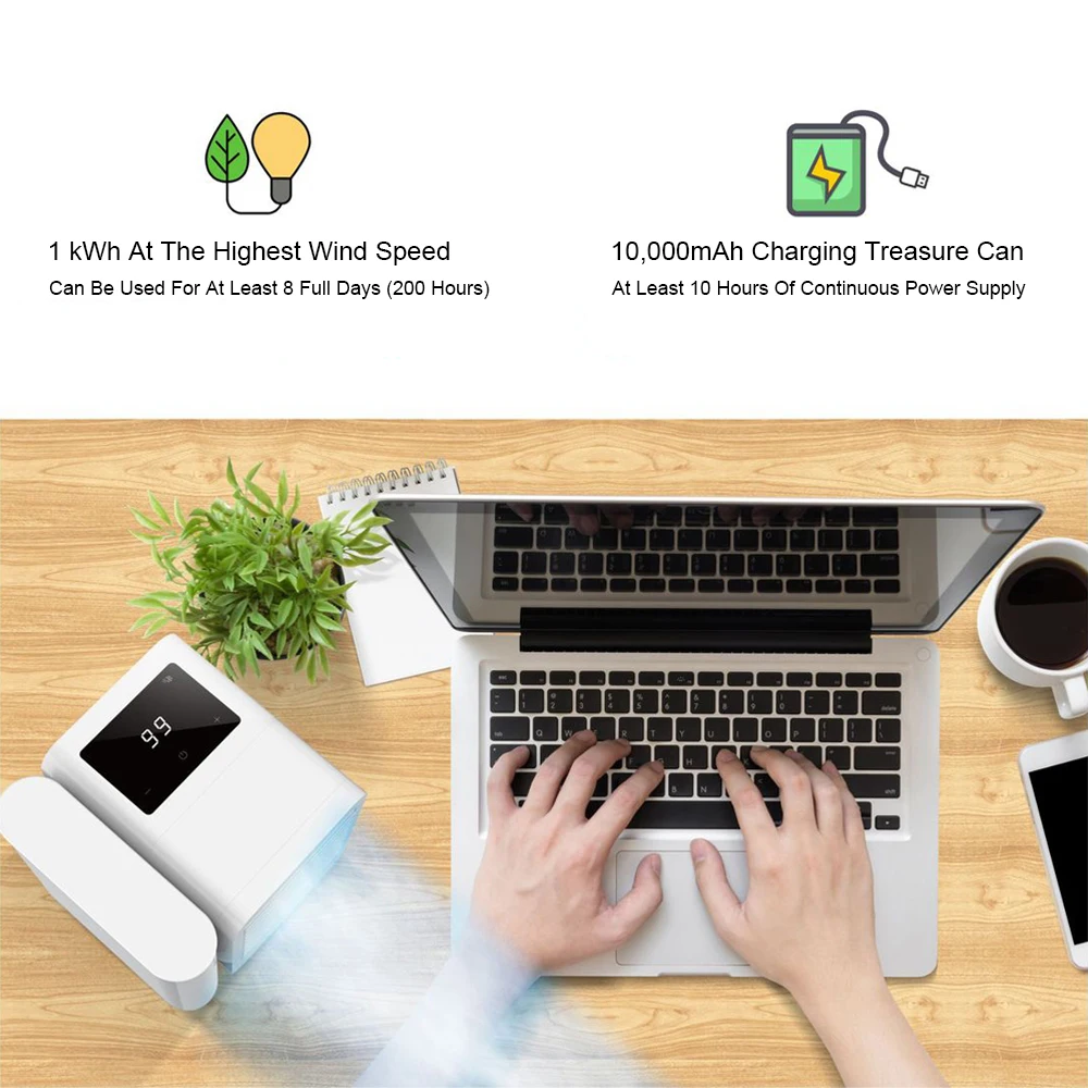 Вентилятор воздушного охлаждения, мини-Кондиционер Портативный для дома, многофункциональный с сенсорным экраном, с 99 скоростями, USB-вентилятор для путешествий