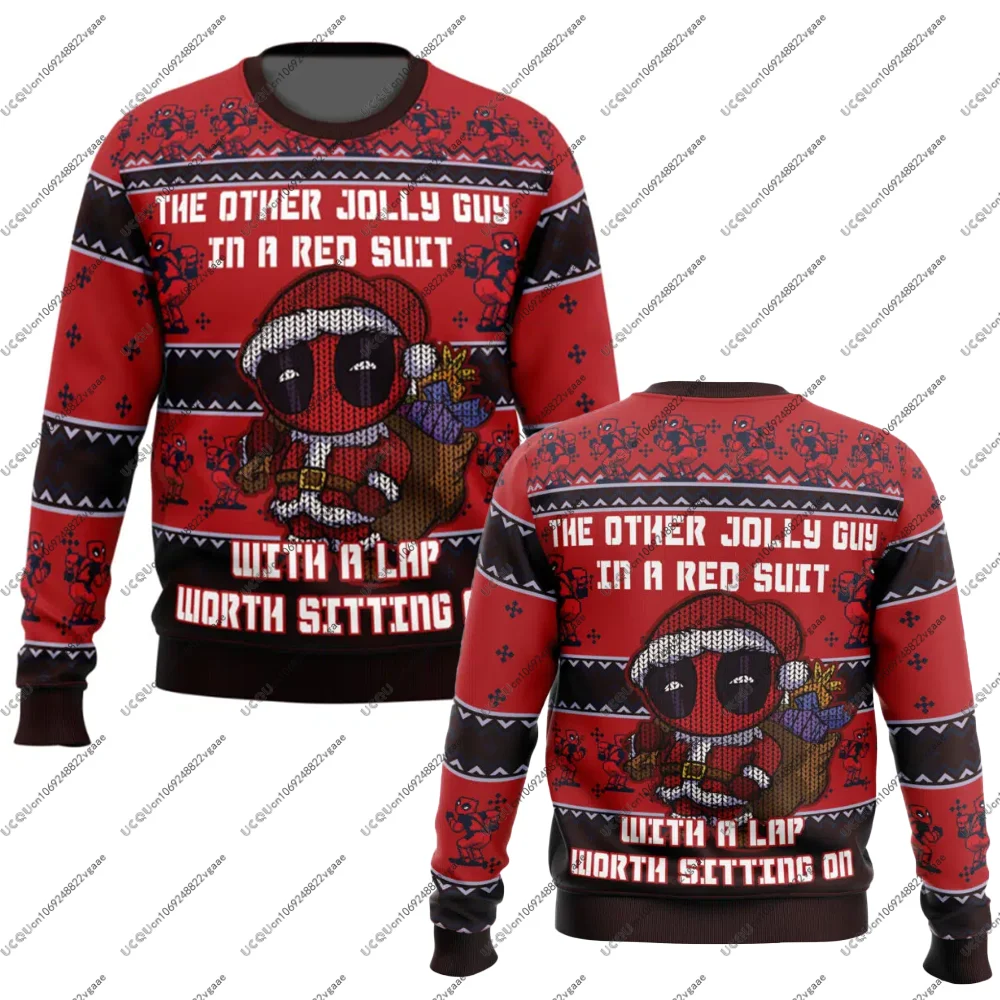 MINISO الرجال الاطفال تي شيرت البلوز الفتيان تي شيرت هوديي D-Deadpool جولي الأحمر غي عيد الميلاد سترة عيد الميلاد هدية الخريف الشتاء M-Marvel #1