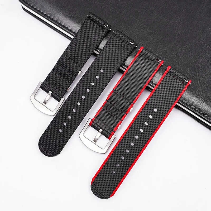 18/20/22/24mm Woven Nylon Strap Stainless Steel Buckle Quick Release Men Double Layer Thicken Canvas Replacement Bracelet Band