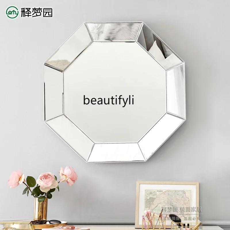 مرآة زخرفية مثبتة على الحائط ثلاثية الأبعاد من D80 Nordic على شكل خاص، مرآة حمام بسيطة وحديثة، مرآة تسريحة إبداعية