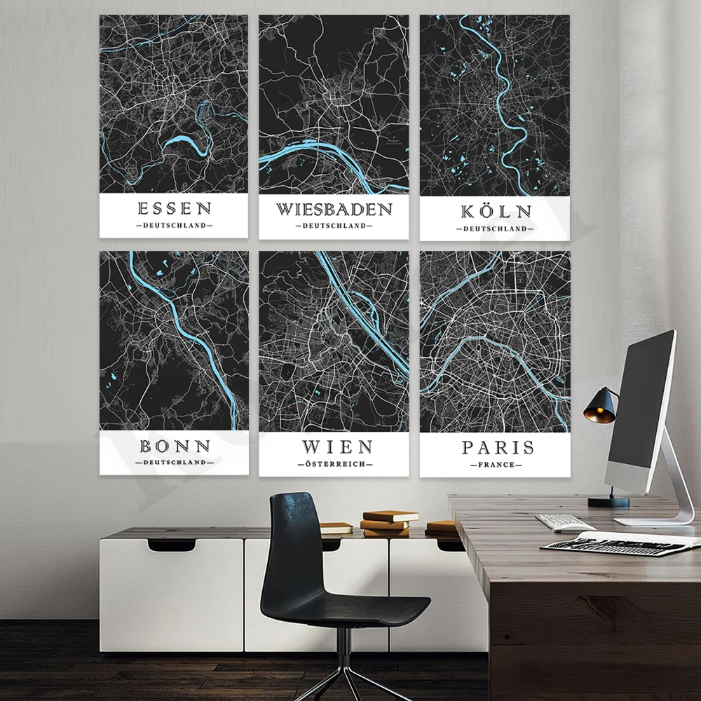 

Münster Paris Vienna Bonn Nuremberg Cologne Karlsruhe Hannover Augsburg Wiesbaden Essen. City Map. Home Wall Decor Art Poster