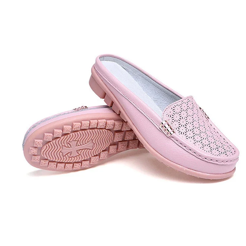 TIMETANG Women sandals summer half slippers flip flops Soft Leather sandals clogs Shoes Comfortable Sandals Woman Plus Size