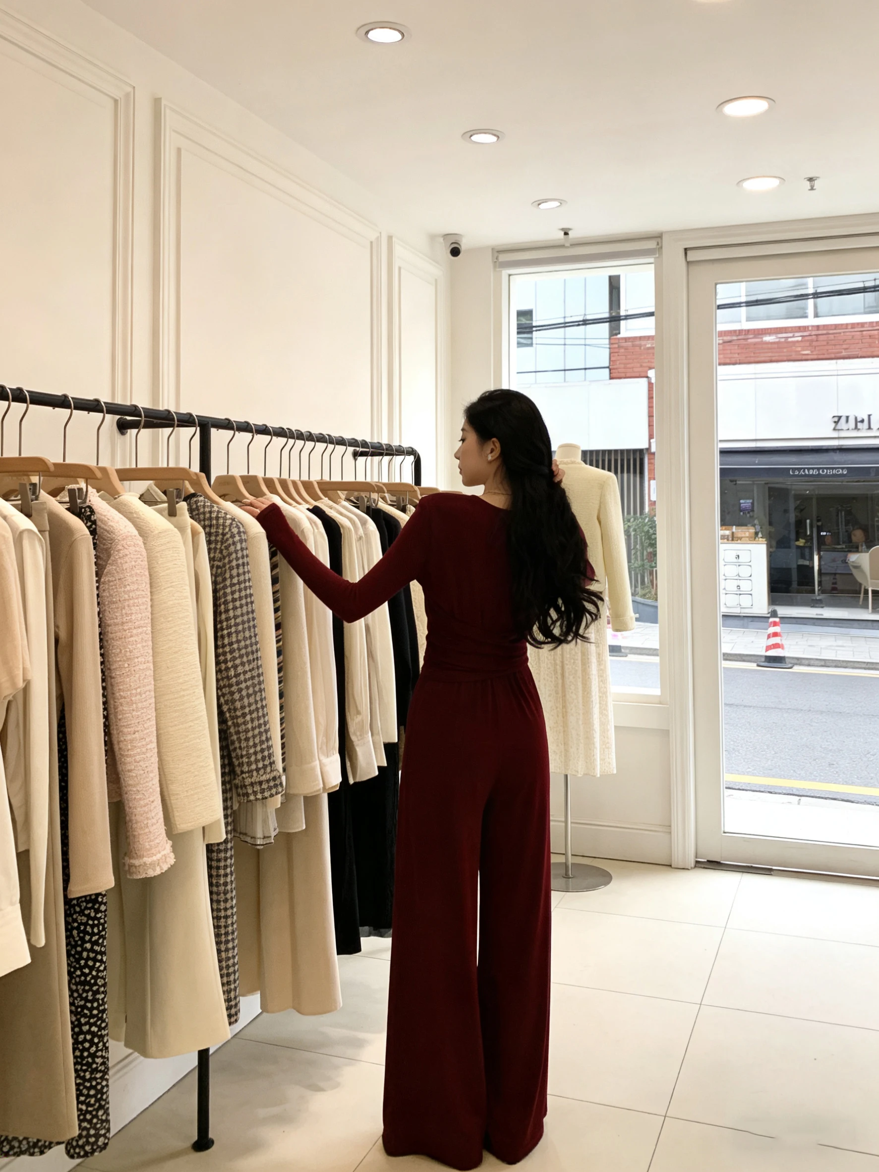 Ele Wine Red Pantalon une pièce pour femme V-Ne Pantalon long couché à la taille Plis asymétriques Faionable Commute Sle