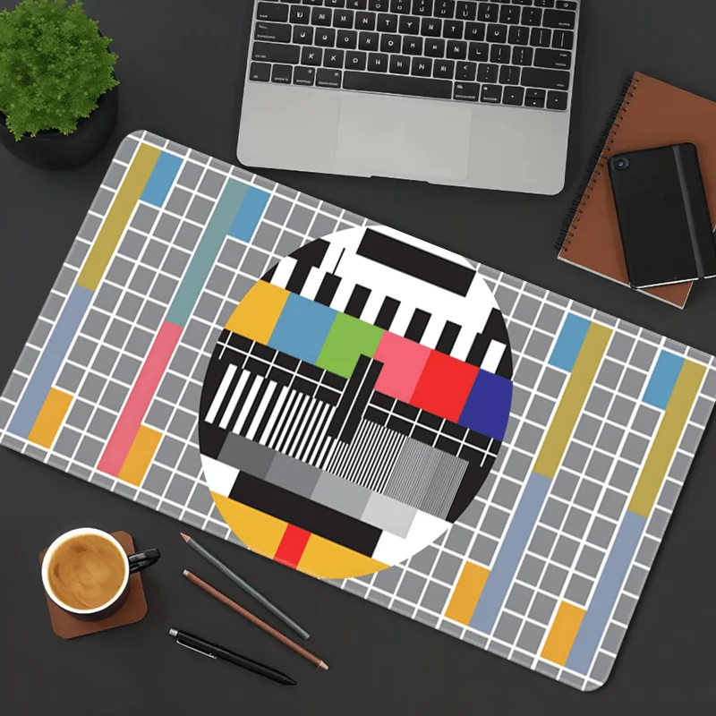 CIFbuy Gaming Mouse Pad Retro TV Static Screen Design Non-Slip Surface HD Printing Colorful Vintage Pattern Extended Desk Mat fo