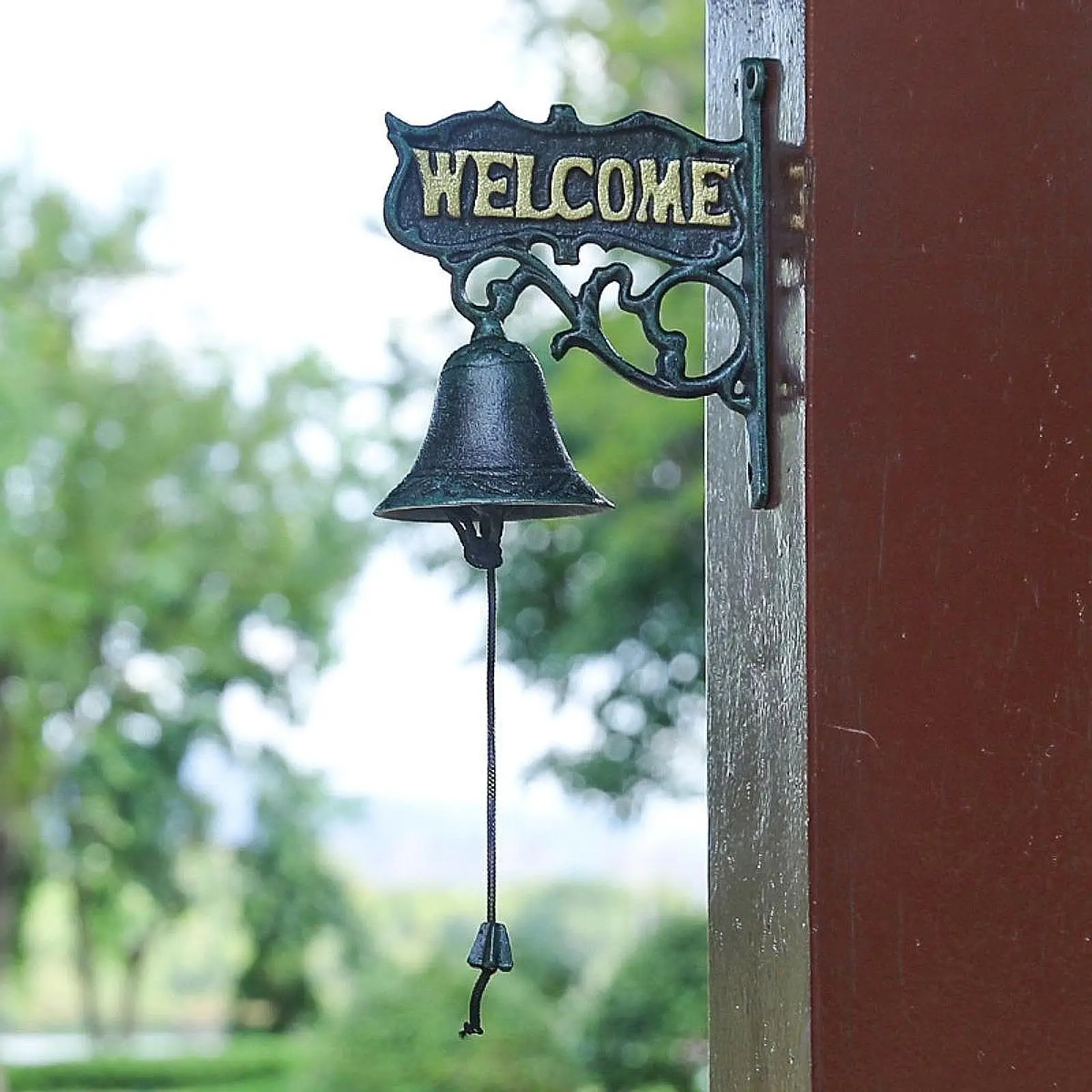 Cast Iron Door Bell Welcome Sign Decorative Bell Vintage Manually Shaking