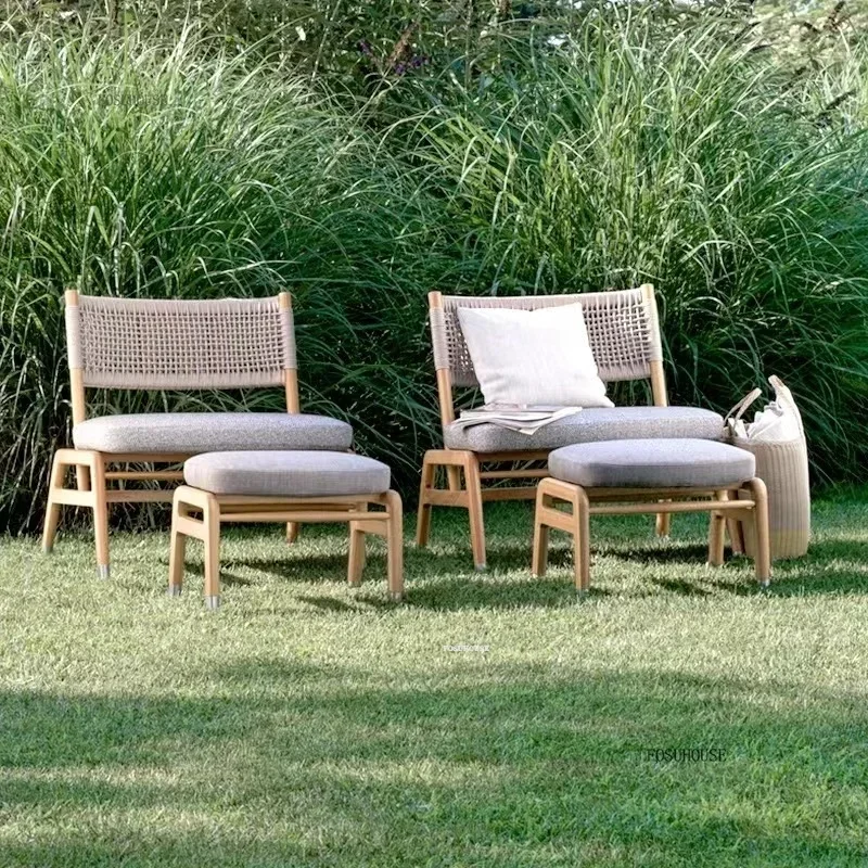 

Nordic Creative Outdoor Furniture Solid Wood Outdoor Patio Furniture Outdoor Set Rattan Woven Single Chair Garden Furniture Sets