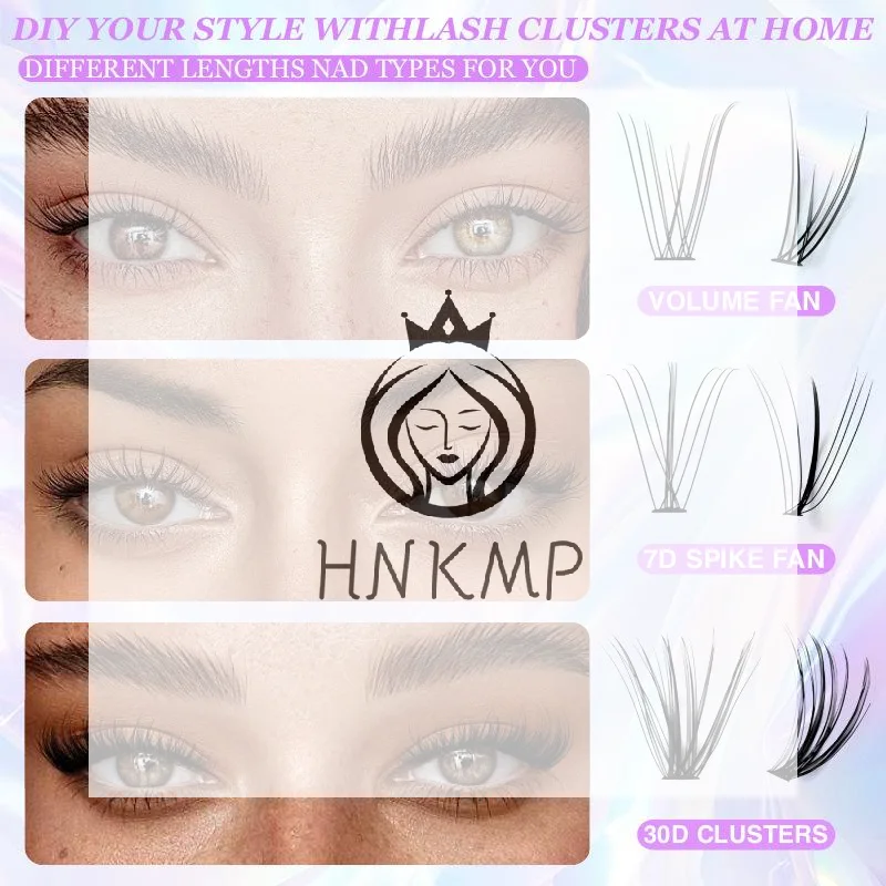 Kit d'extension de cils, cils en cluster avec dissolvant de colle longue durée, adapté à une utilisation à domicile ou en salon
