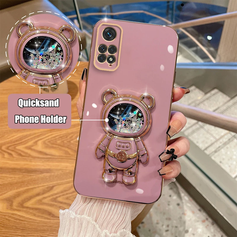 Quicksand Astronaut Phone Holder Case For Xiaomi Redmi Note 11 Note 8 12 Pro 10 9 Pro Max 8T 11s 7 Redmi 9 9A 9T 9C 10C Cover