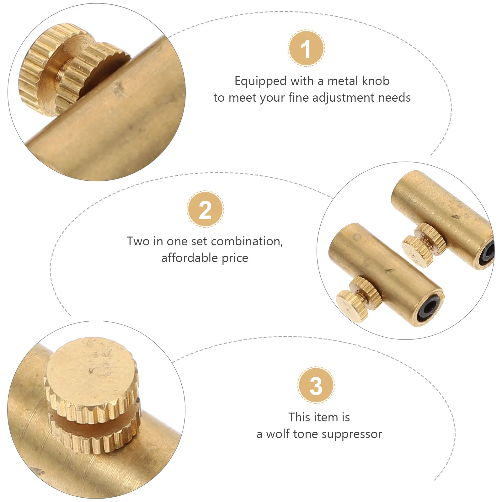 

2pcs Cello Wolf Tone Mute Premium Copper Instrument Accessory Suppress Annoying Tone Durable Smooth Surface Elegant Appearance