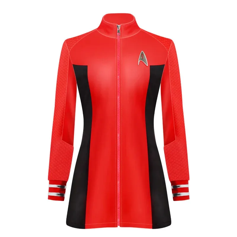

qa156Star Trek Duty Uniform TOS Red Yellow Blue Dress Cosplay Costumes Party Halloween For Women Badge Men Top Hot Sale