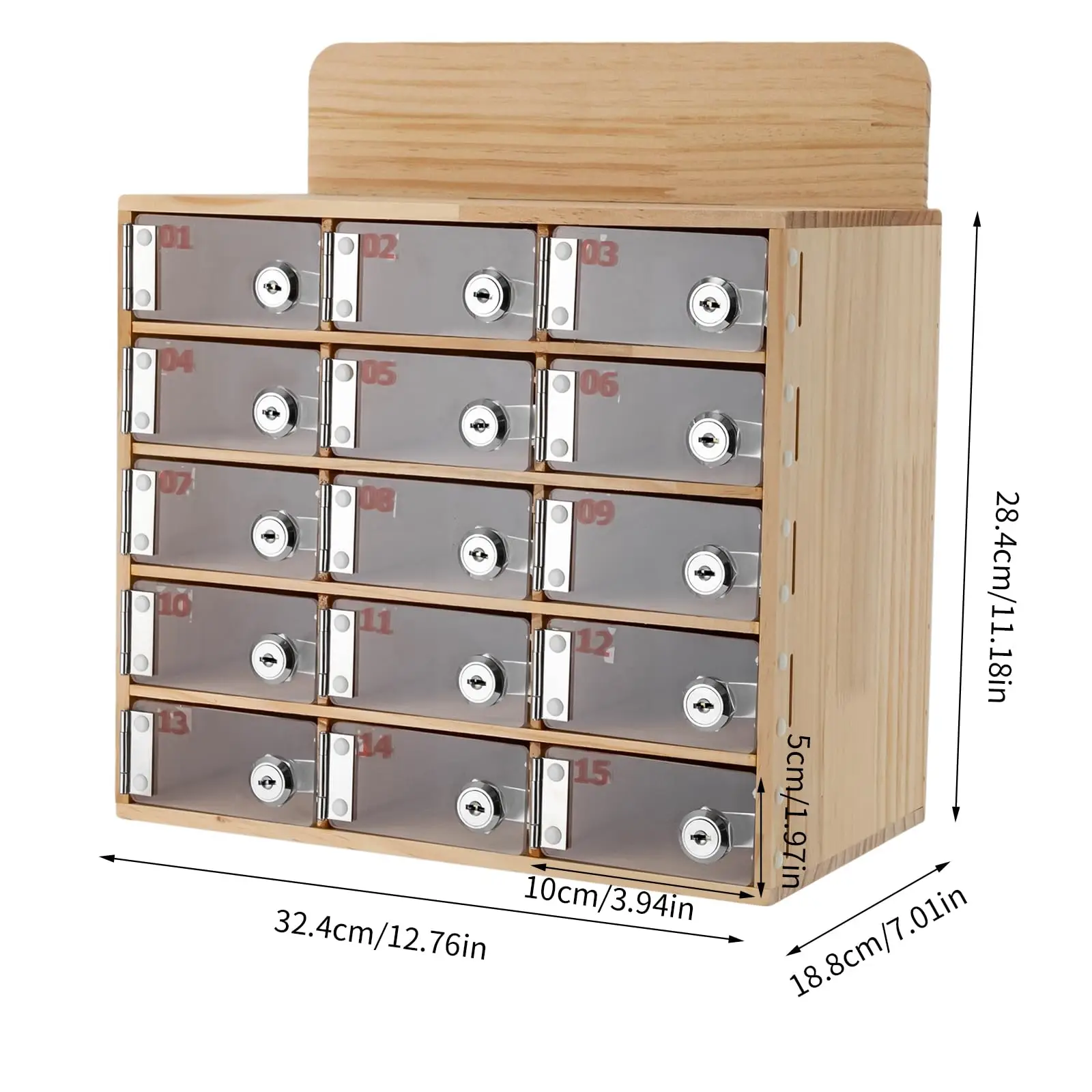 صندوق خزانة للهاتف الخلوي مكون من 15 فتحة، وخزانة تخزين للهاتف الخلوي من الخشب والأكريليك مع أقفال ومفاتيح قفل للهاتف الخلوي المثبت على الحائط