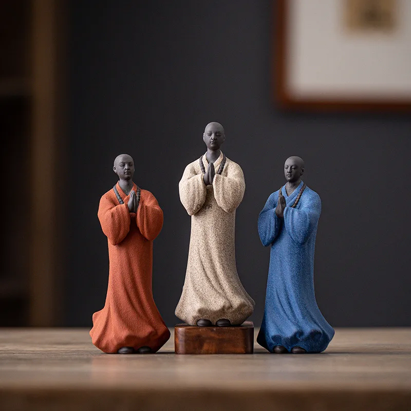 Purple Clay Zen Little Monk Figurine Premium Nurturable Tea Pet Tea Home Living Room Study Tea Table Decoration