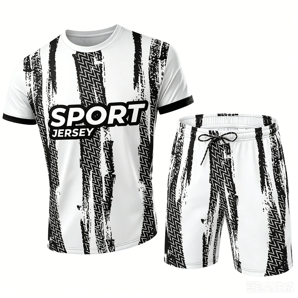 Fashion Men's Summer Sets Casual Loose Short Sleeve Tees +Shorts 2 Piece Outdoor Running Sports Suit Tennis Training Gym Outfit