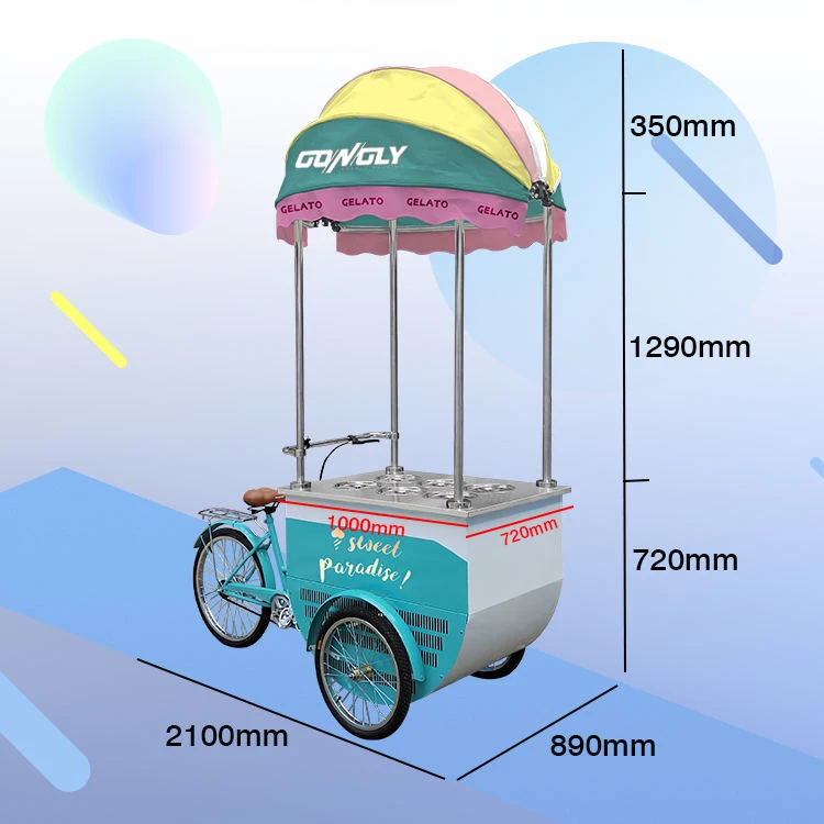 Italian Mobile Mini Gelato Push Kiosk Freezer Small Gelato Ice Cream Gelato Trolley Small Food Truck For Sale