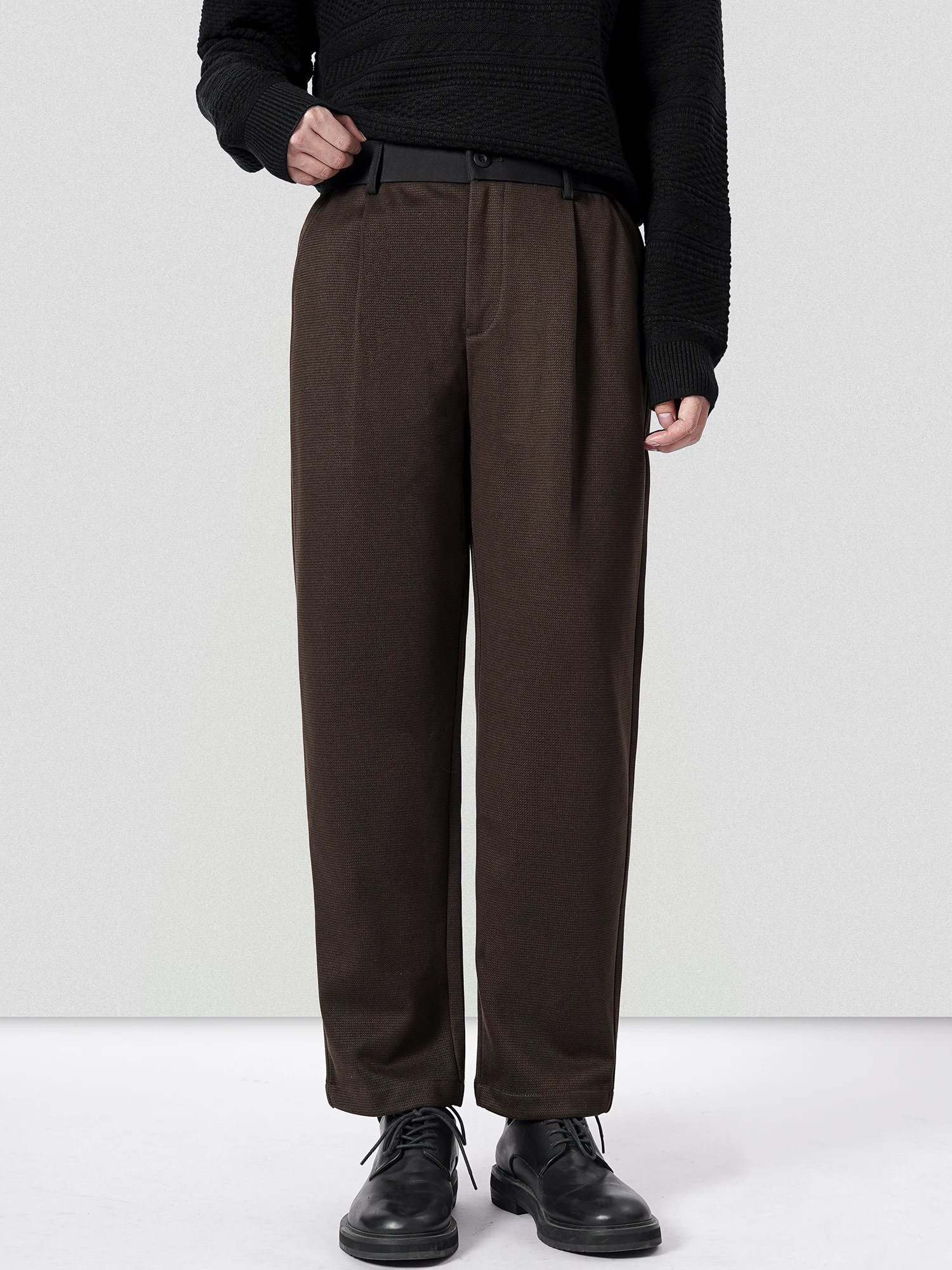 Men's Fleece Lined Thickened Casual Pants Loose Straight Leg Autumn Winter Woolen West Pants Tapered Pants Youth Active Style