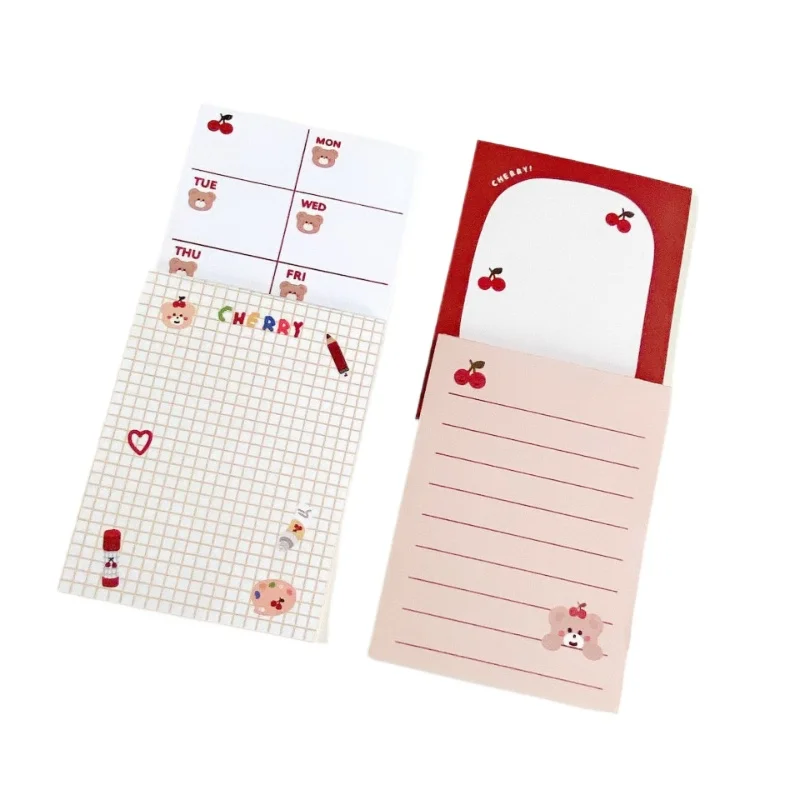 Kawai Stationery Korean Version Ins Cute Cherry Bear The Note Book Can Be Torn and Portable Message Memo Book Lovely Supplies - view 5
