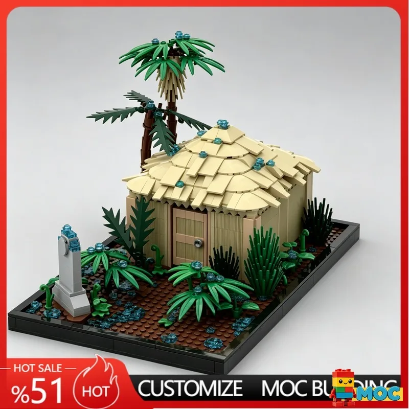 

1106 PCS Tropical Rainforest Thatched Hut Diorama MOC Architecture Model DIY Building Blocks Educational Festival Popular Gift