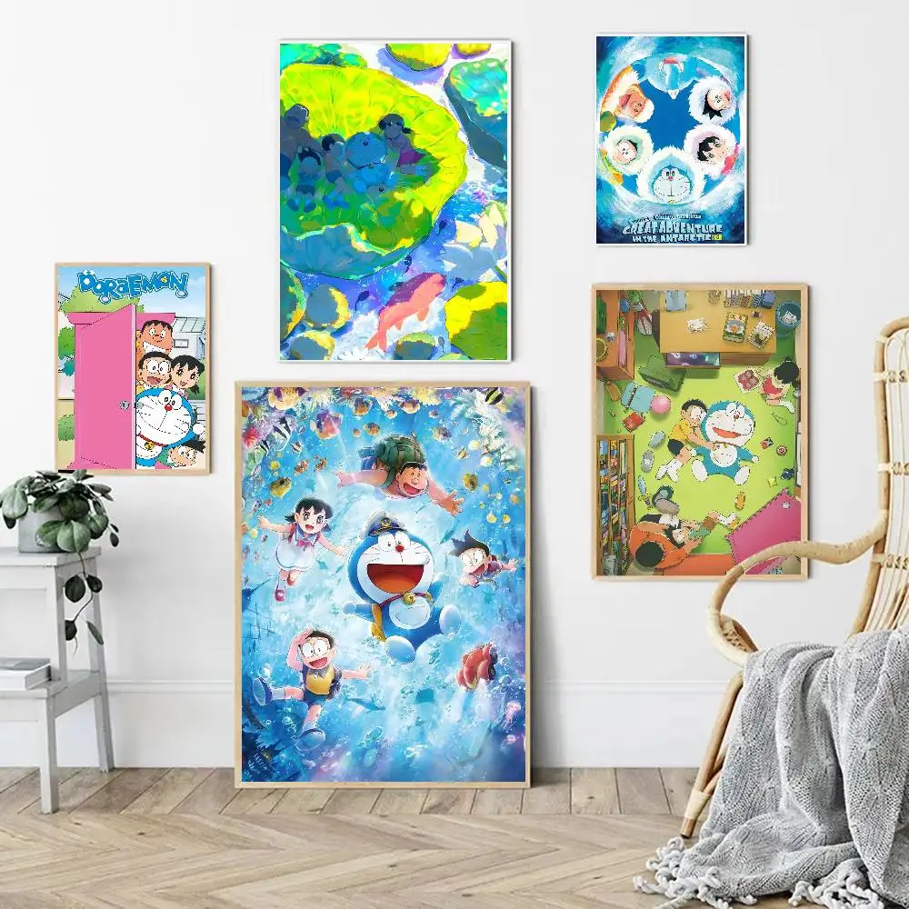 Anime Doraemon Classic Vintage Posters Decoracion Painting Wall Art White Kraft Paper Kawaii Room Decor