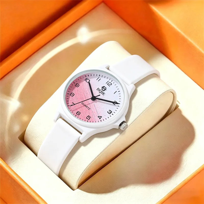 New, niche-designed student exam watch, women's model, large dial, casual quartz watch, simple, fashionable, and trendy.