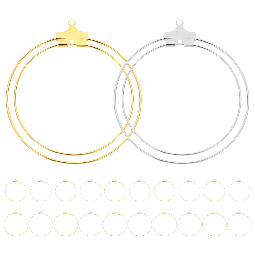 

40 Pcs Round Earring Pendant Jewelry Beading Hoops Diy Accessories The Circle Circles Alloy Finding Making