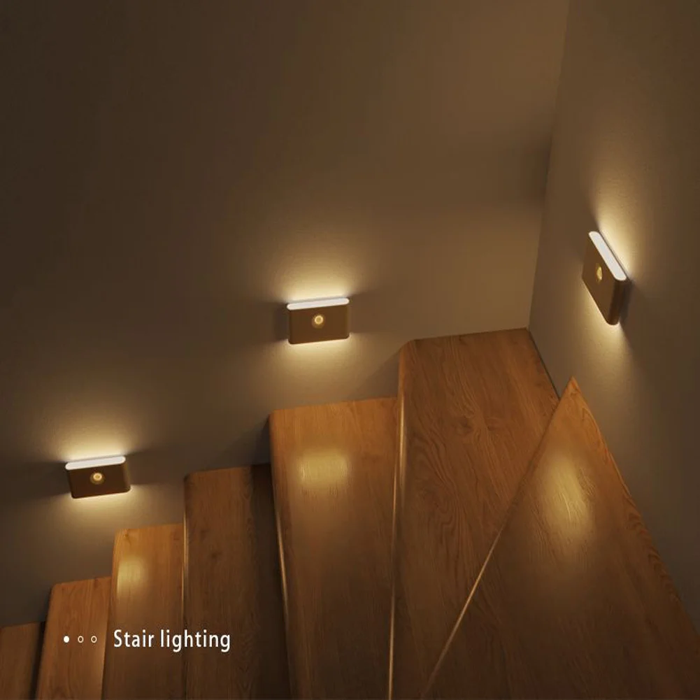 Luces nocturnas inteligentes, luz LED recargable con Sensor de movimiento, Sensor de anochecer a amanecer, lámpara de pared magnética con 3 modos para dormitorio