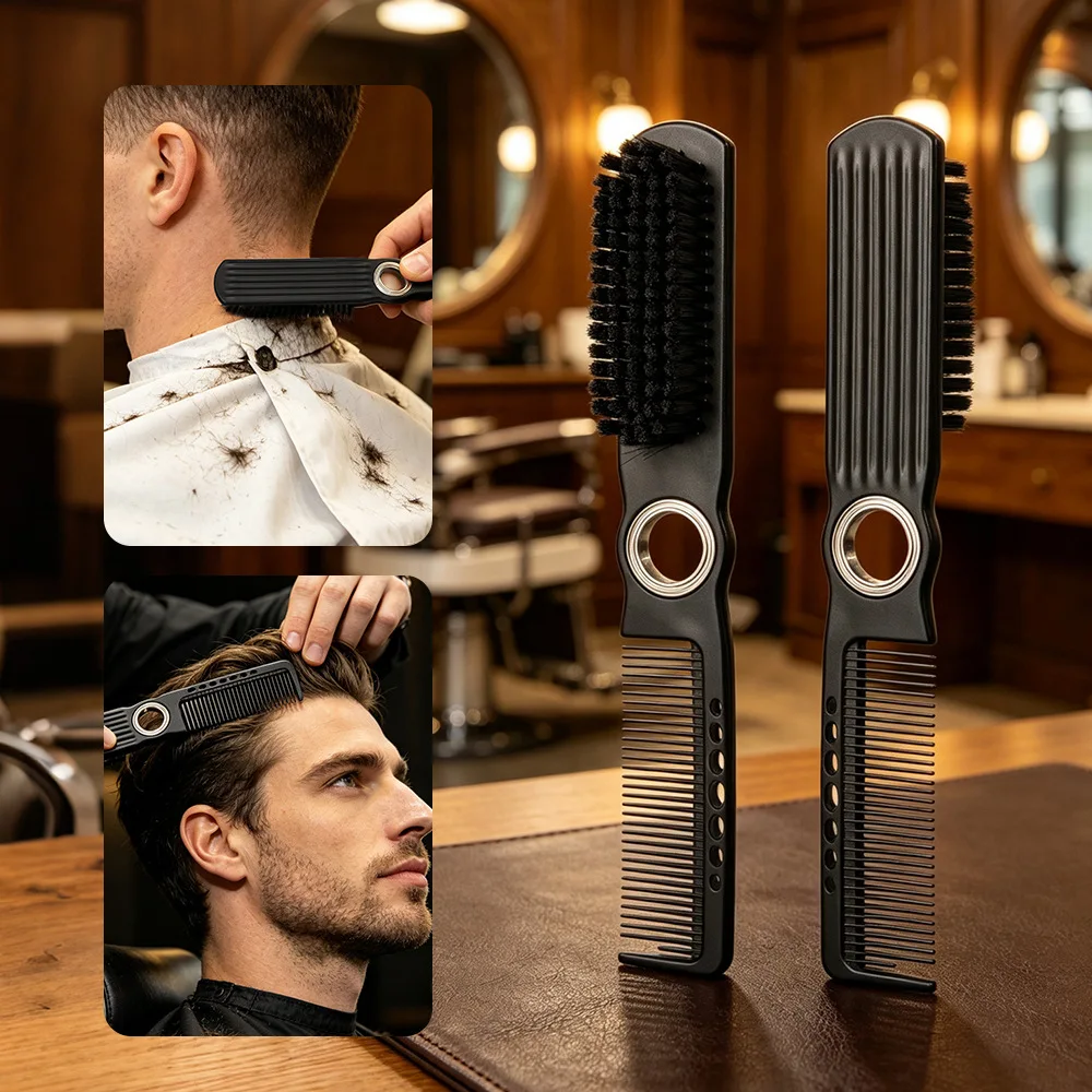 Men's Beard Styling Comb 360-degree Rotation Nylon Professional Barber Brush Specific Cleaning Brush Hairdressing Tool Accessory