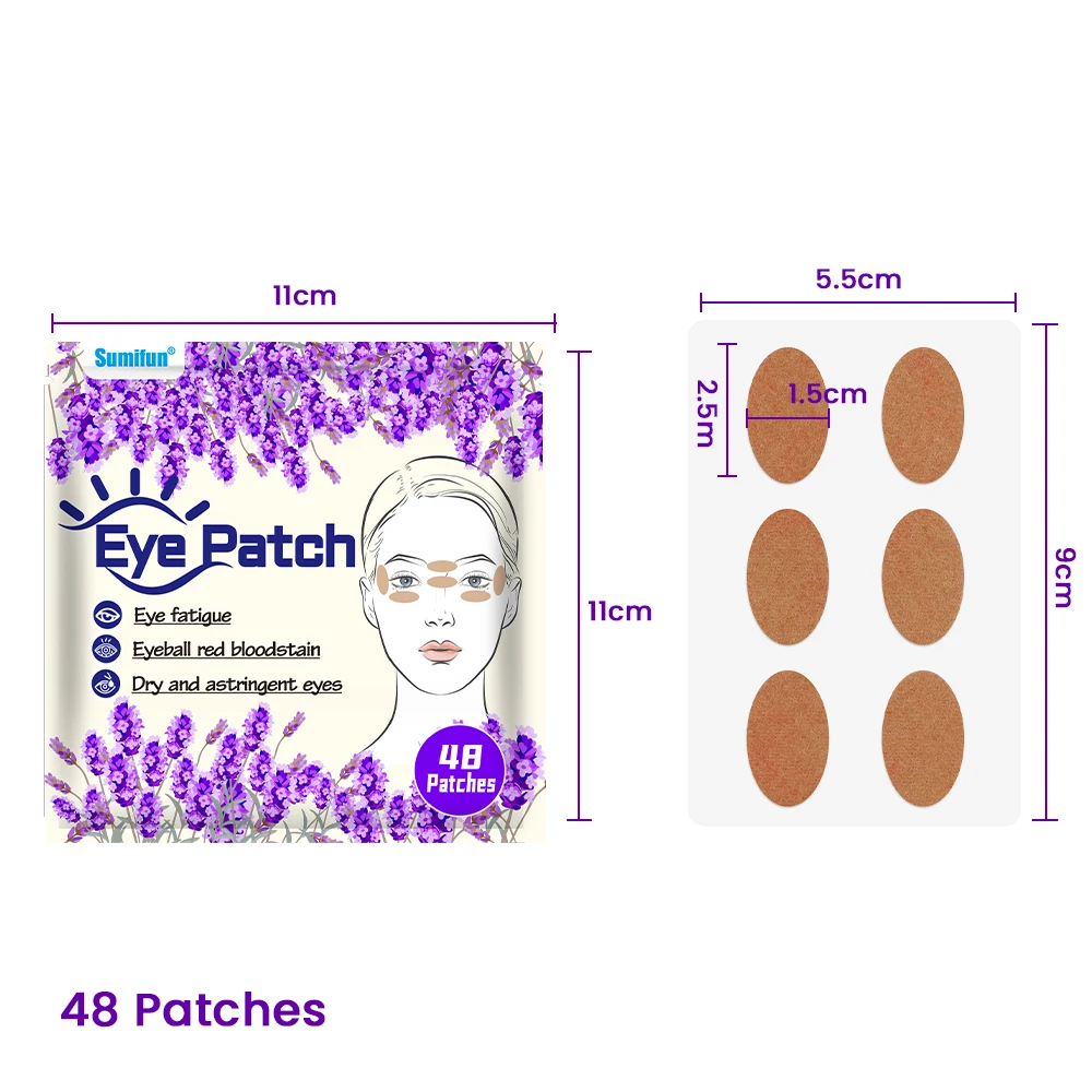 48Pcs/bag Sumifun Lavender Eye Protection Patch Relieve Dry Fatigue Sticker Good Vision Treat Myopia Moisturizing Eyes Plaster