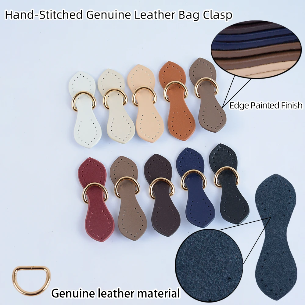 2pcs 4pcs Hand-Stitched DIY Buckle D Genuine Cowhide Leather Bag Straps Clip Connectors Hook Clasp Replacements