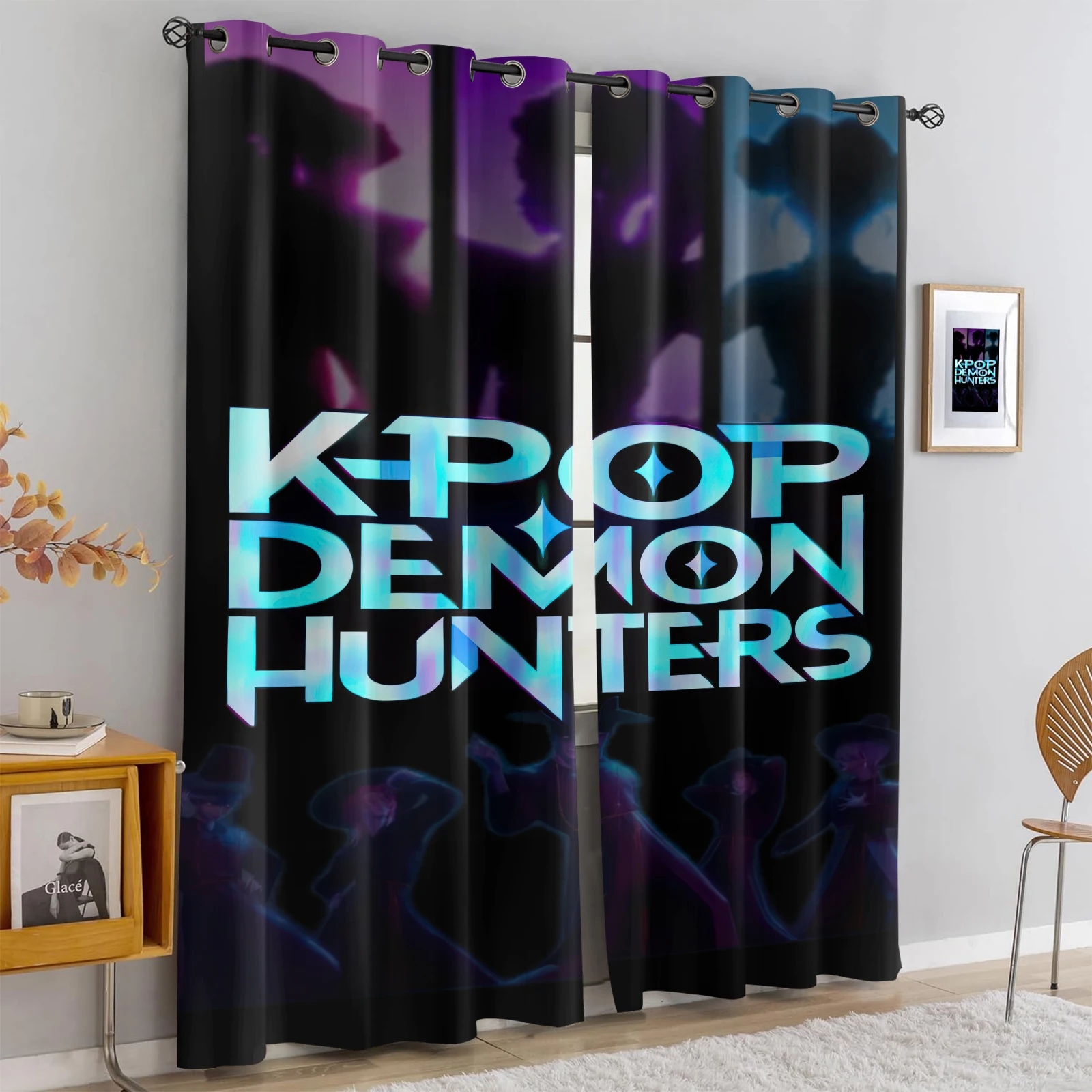 

2Pc K-POP Demon Hunter Print Curtains — Cartoon Blackout Decorative Drapes, Suitable for Bedrooms Living Rooms, Easy to Install