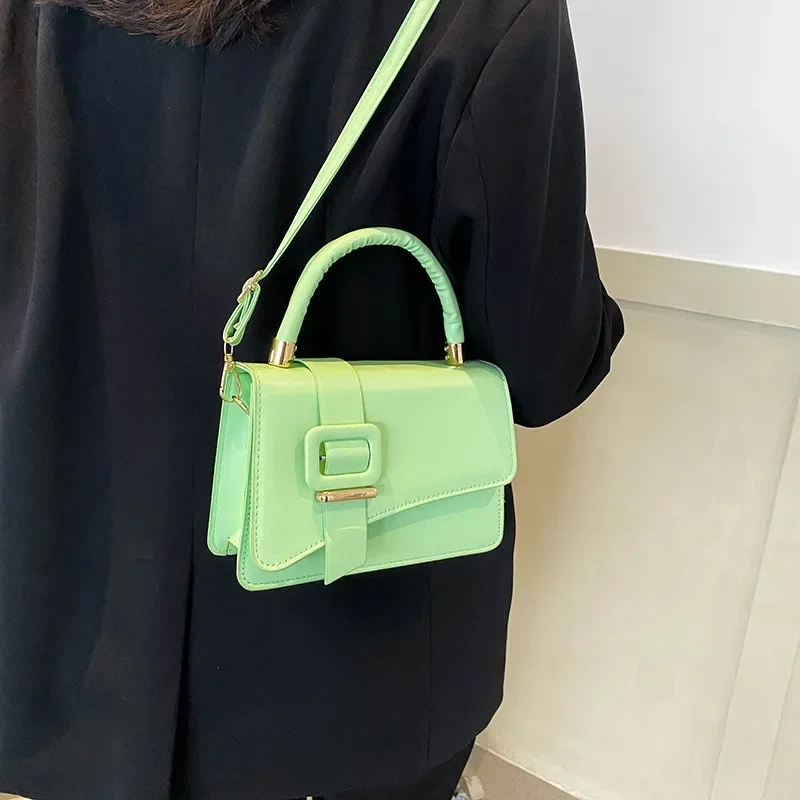 Bags New Crossbody Versatile Textured Handbag Korean Style Simple Fashion Single Shoulder Textured Small Square Bag