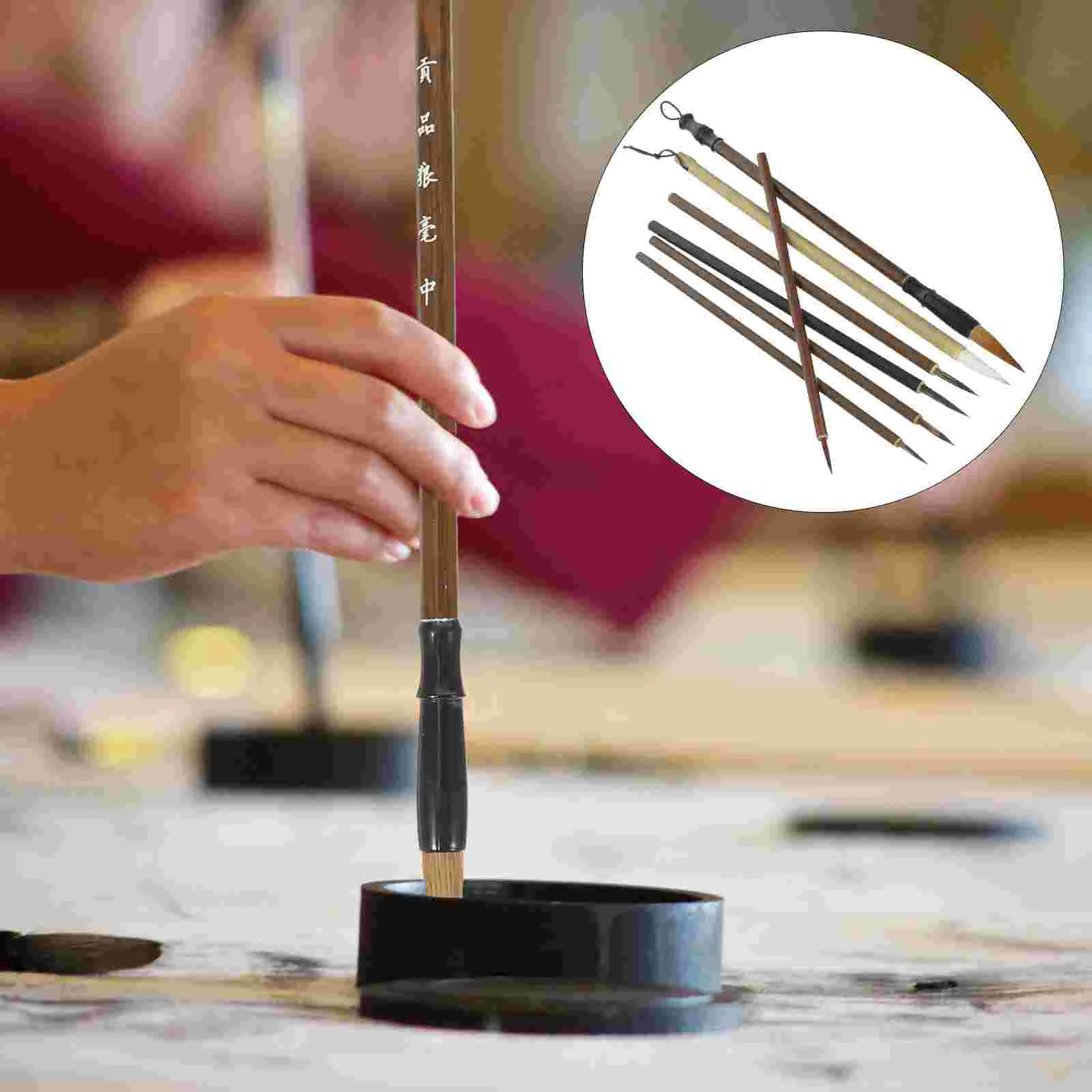 

7 Pcs Brush Set Chinese Calligraphy Pen Traditional for Beginners Pens Writing Ink
