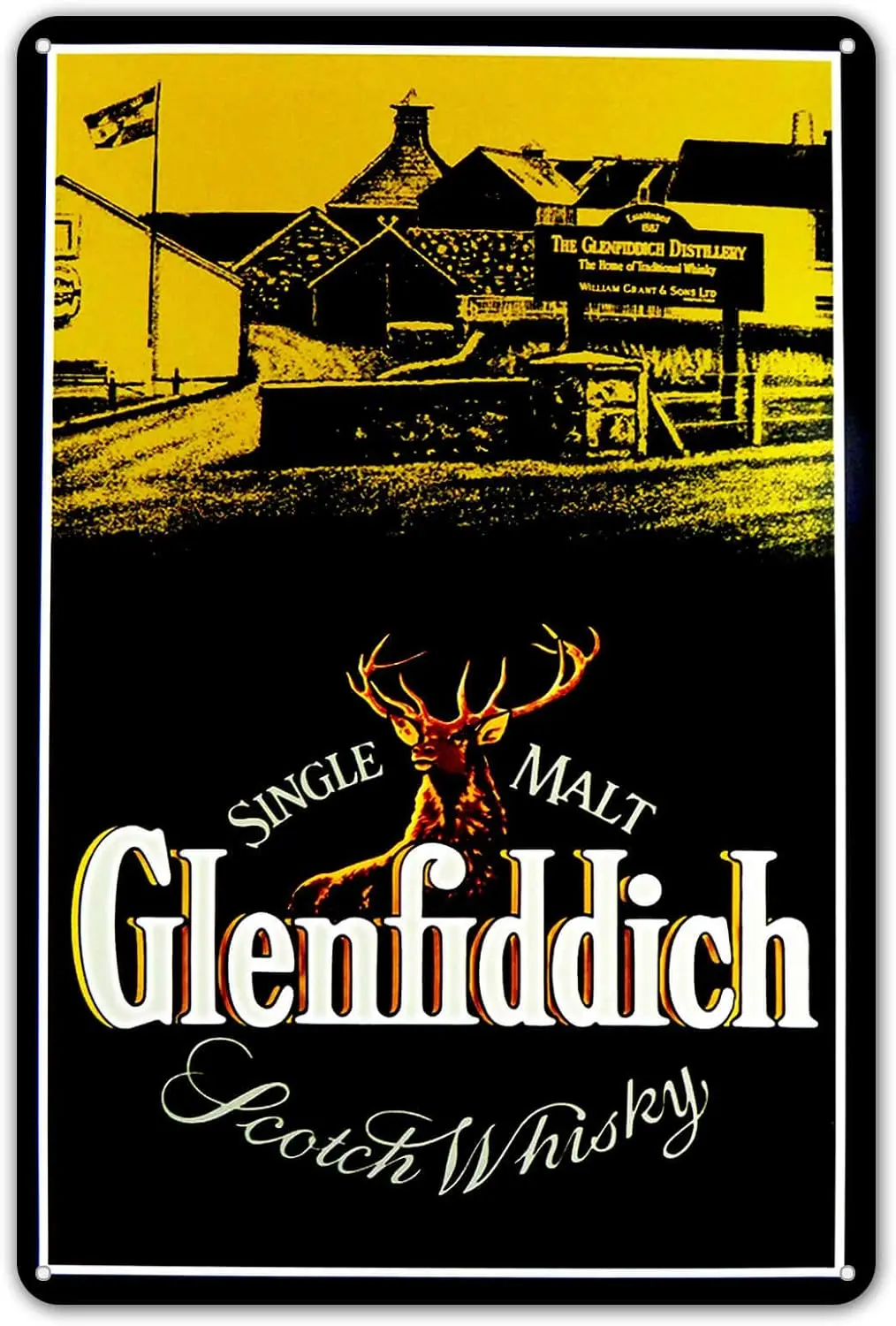 Letrero de Metal para pared de cocina, letrero de whisky Glenfiddich, cartel de pared de Metal, letrero Vintage de Metal Retro