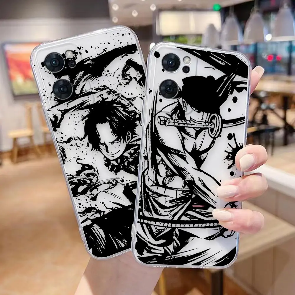 Clear Phone Case For OPPO RENO 10 9 8 8T 7 6Z 6 5 4 3 2Z PRO PLUS 4G 5G Soft Silicone Case Funda Shell Anime Black O-one P-Piece