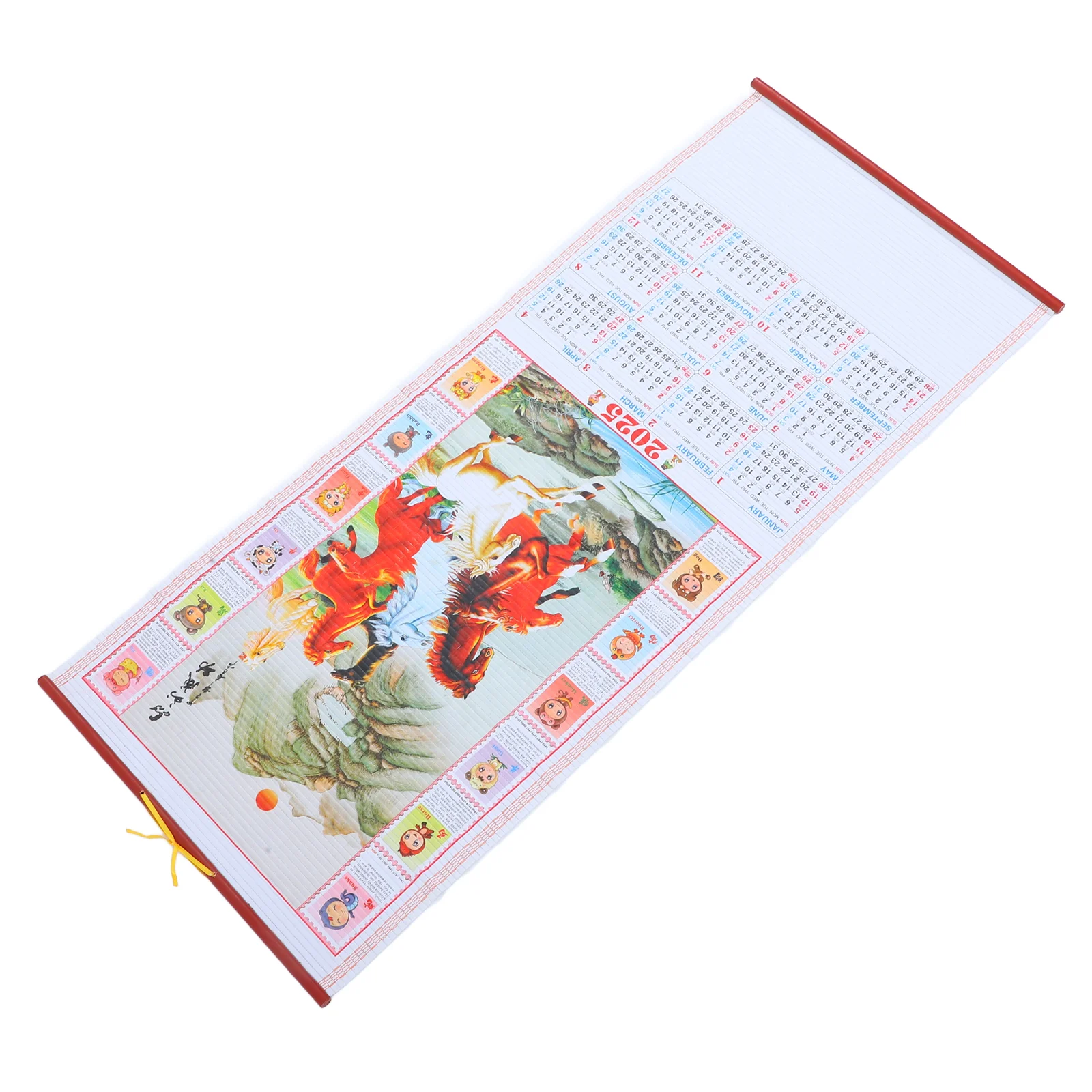 

Chinese Auspicious Calendar Hanging Scroll 2025 Yearly Zodiac Snake Wood Traditional Office