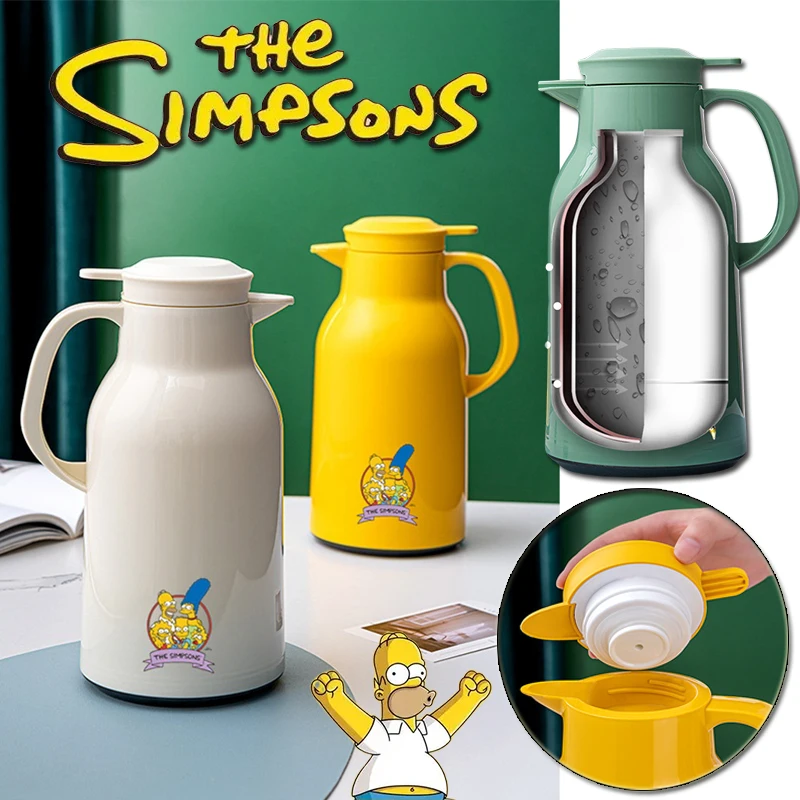 1900ML nuovo The Simpsons Thermos Cartoon uso domestico bollitore per acqua calda rivestito in vetro di grande capacità bollitore termico per