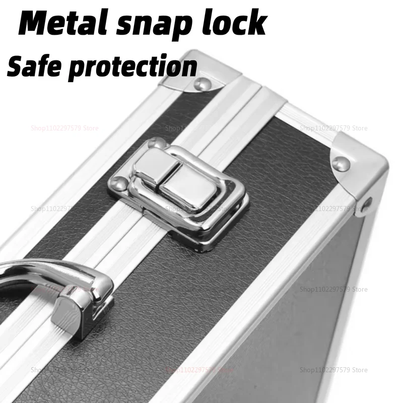 Aluminum Tool Box Portable Instrument Storage Case with Sponge Lining Impact Resistant Handheld Toolbox 30x17x8cm for Workshop