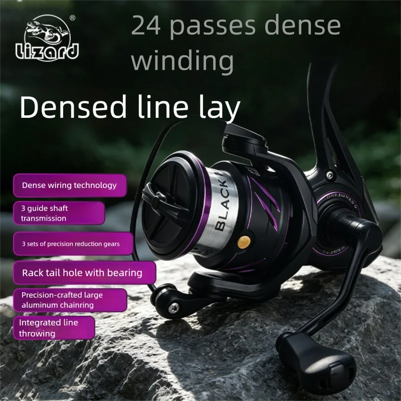 Lizard Fishing Black Myth 2 Spinning Reel 24 Passes Tight Winding Hard Aluminum Main Gear Shallow Spool Micro & General Fishing