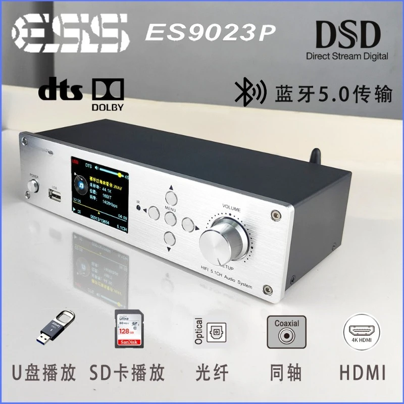 5.1 Dolby Atmos DTS Audio Decoder, DSD Hard Decoding Digital Player, HDMI Sound Card Bluetooth USB Disk Playback